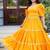 Orange lace work cotton fit & flare dress for women