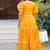 Orange lace work cotton fit & flare dress for women