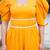 Orange lace work cotton fit & flare dress for women