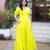 Lemon yellow solid cotton tiered dress for women