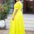 Lemon yellow solid cotton tiered dress for women