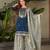 Navy blue heavy embroidered fox georgette palazzo suit set with dupatta