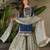 Navy blue heavy embroidered fox georgette palazzo suit set with dupatta