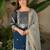 Navy blue heavy embroidered fox georgette palazzo suit set with dupatta