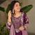 Purple heavy embroidered fox georgette palazzo suit set with dupatta