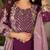 Purple heavy embroidered fox georgette palazzo suit set with dupatta