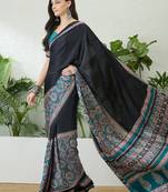Teal green ready to wear saree with unstitched blouse for women