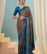 Rama green modern ethnic ready pleated saree with blouse
