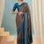 Rama green modern ethnic ready pleated saree with blouse