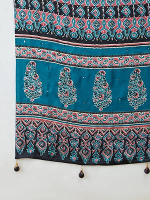 Teal green ready to wear saree with unstitched blouse for women 5