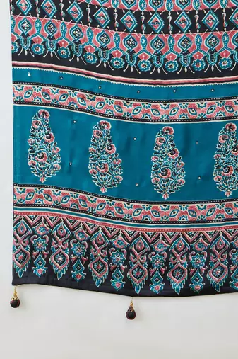 Teal green ready to wear saree with unstitched blouse for women