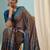Rama green modern ethnic ready pleated saree with blouse