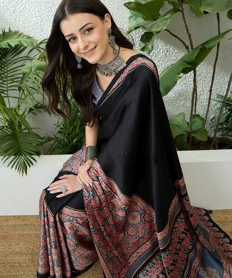 Grey ready pleated saree with designer unstitched blouse 4