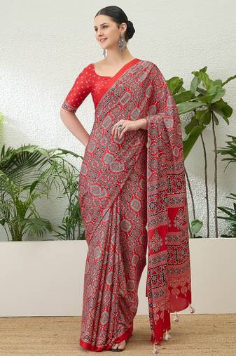 Rani pink designer party wear ready made saree