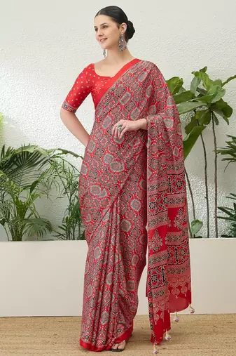 Rani pink designer party wear ready made saree