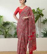 Rani pink designer party wear ready made saree