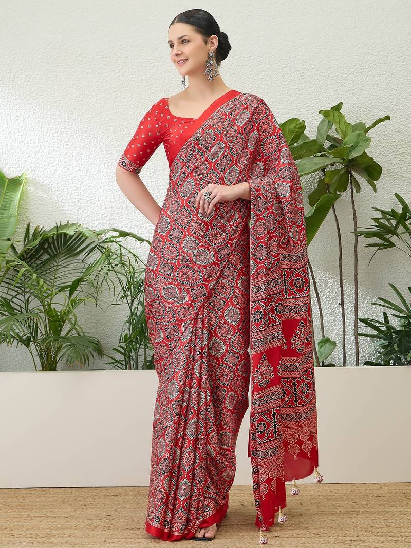 Rani pink designer party wear ready made saree
