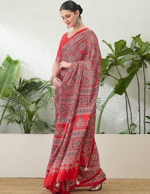 Rani pink designer party wear ready made saree 2