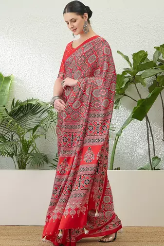 Rani pink designer party wear ready made saree