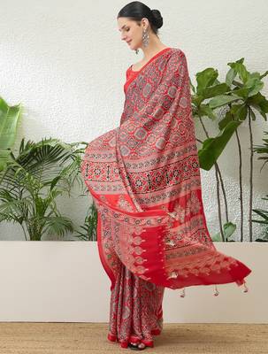 Rani pink designer party wear ready made saree 3