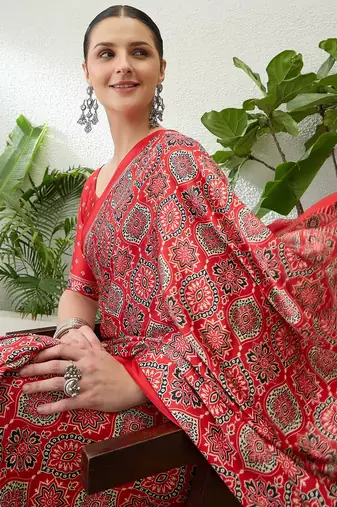Rani pink designer party wear ready made saree