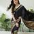 Mehndi green pre stitched saree with unstitched blouse piece