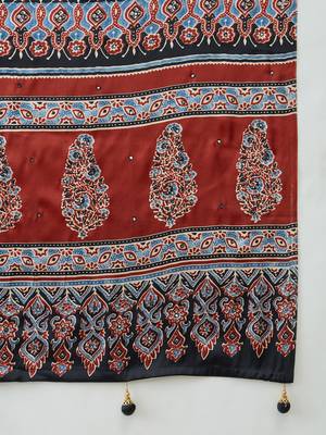 Red party wear ready to wear saree with blouse fabric 4