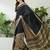 Mehndi green pre stitched saree with unstitched blouse piece