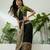 Mehndi green pre stitched saree with unstitched blouse piece