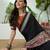 Rust orange instant wear saree with unstitched blouse material