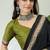 Mehndi green pre stitched saree with unstitched blouse piece