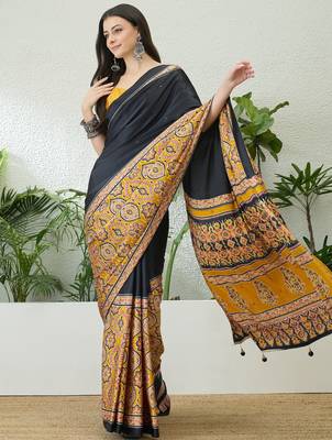 Yellow ready to drape saree with unstitched blouse for women 1