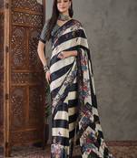 Black ready to wear silk saree with unstitched blouse