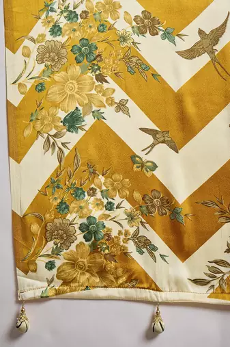 Yellow wedding wear ready to wear saree with blouse piece