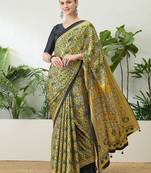 Yellow georgette ready to wear saree with blouse fabric