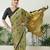 Yellow georgette ready to wear saree with blouse fabric