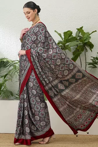 Black designer ready to drape saree for women