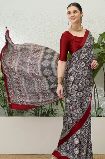 Black designer ready to drape saree for women