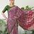 Pink lightweight ready wear saree with unstitched blouse