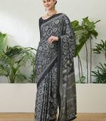 Black fancy ready to wear saree with blouse piece