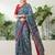 Blue trendy ready pleated saree for party wear
