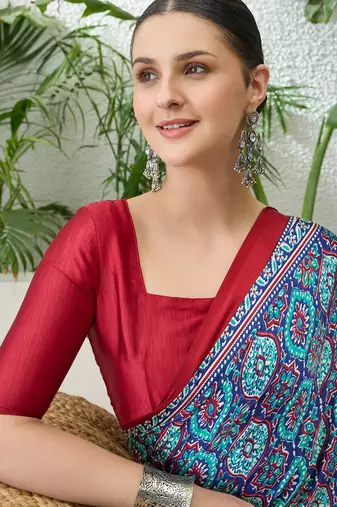 Blue trendy ready pleated saree for party wear