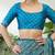 Teal green embroidered ready made saree with blouse fabric