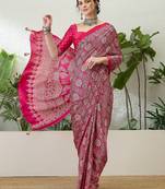 Pink bollywood style ready to drape saree for women