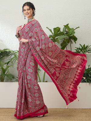 Pink bollywood style ready to drape saree for women 2