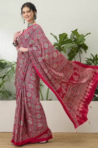 Pink bollywood style ready to drape saree for women