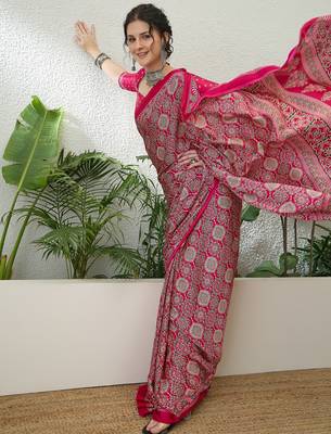 Pink bollywood style ready to drape saree for women 3
