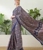 Blue traditional indian ready wear saree with blouse