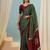 Green easy wear ready pleated saree with blouse piece