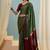 Green easy wear ready pleated saree with blouse piece